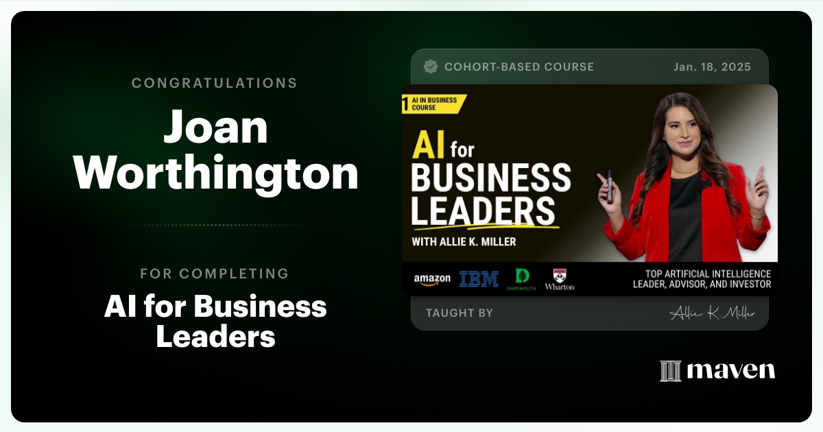 Certificate of Completion for AI for Business Leaders