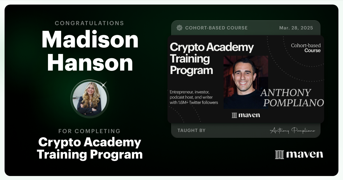 Certificate of Completion for Crypto Academy Training Program