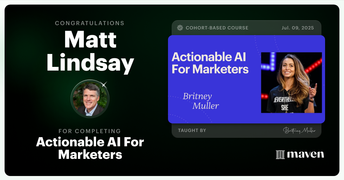 Certificate of Completion for Actionable AI For Marketers
