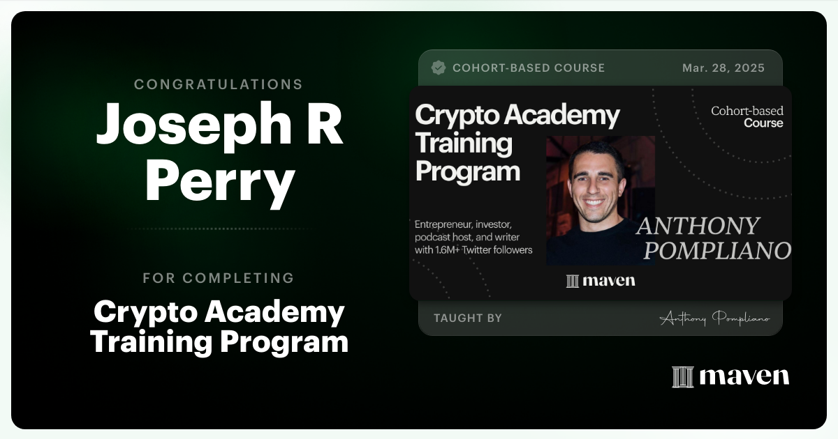 Certificate of Completion for Crypto Academy Training Program