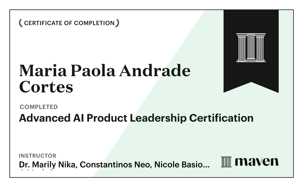 Certificate for Advanced AI Product Leadership Certification