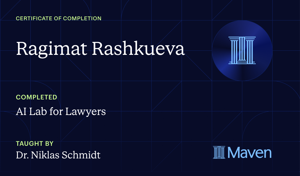 Certificate for AI Lab for Lawyers