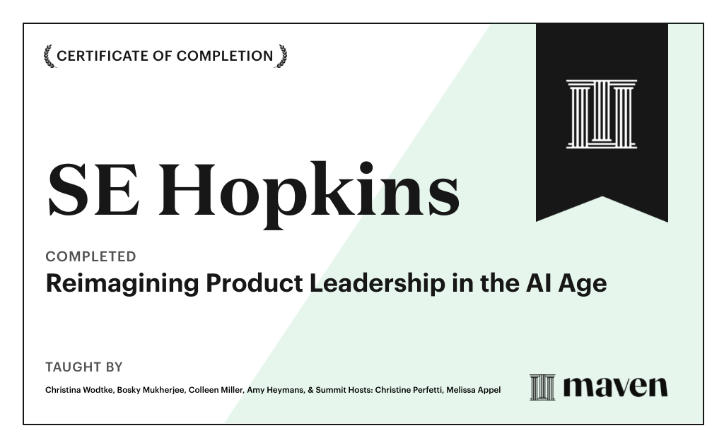 Certificate for Reimagining Product Leadership in the AI Age