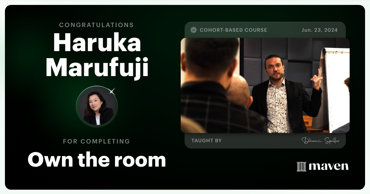 Certificate of Completion for Own the room