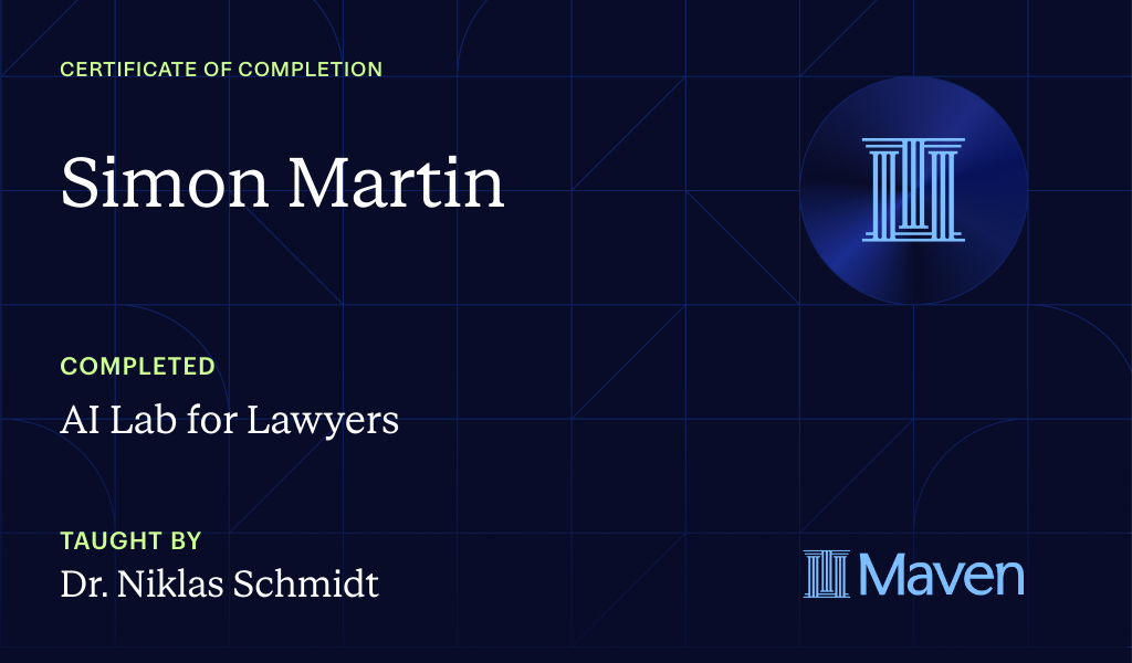Certificate for AI Lab for Lawyers
