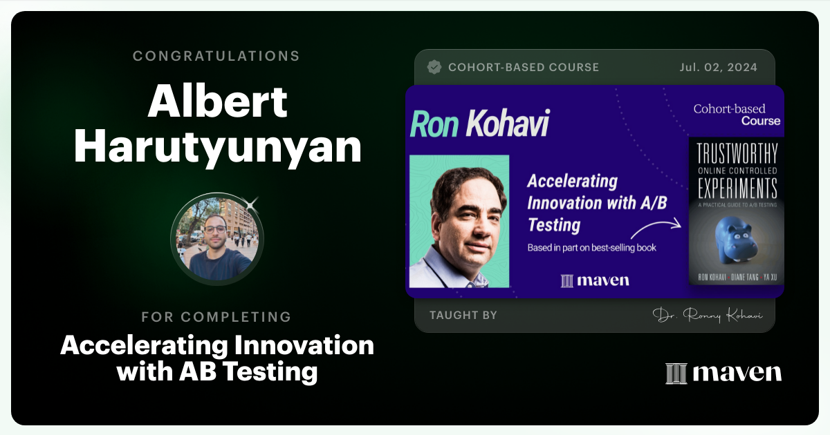 Certificate of Completion for Accelerating Innovation with A/B Testing