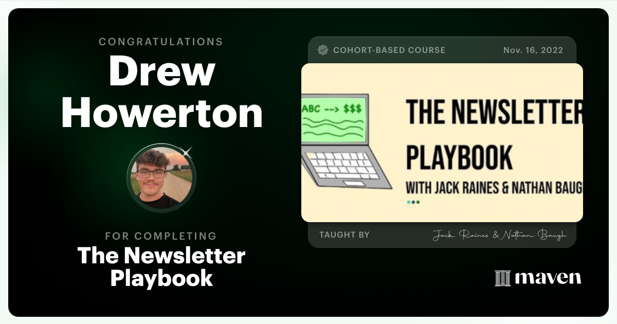 Certificate of Completion for The Newsletter Playbook