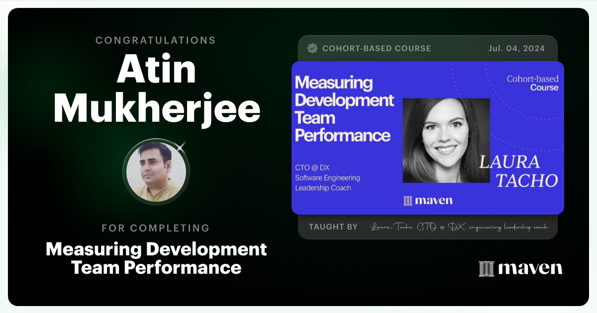 Certificate of Completion for Measuring Development Team Performance