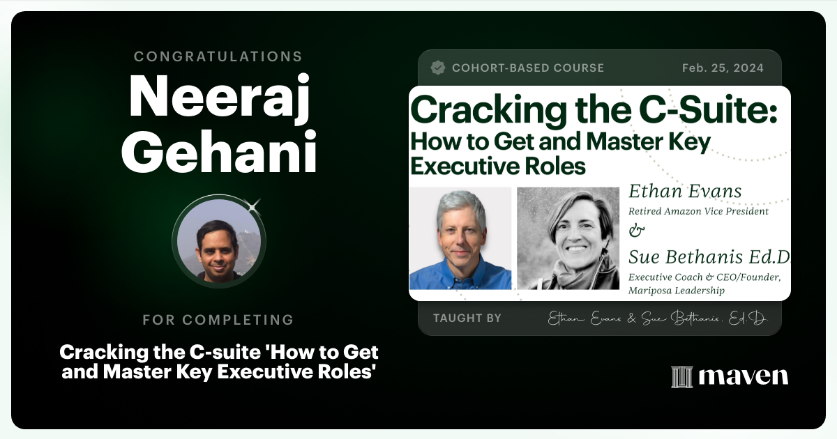 Certificate of Completion for Cracking the C-suite in the AI Economy