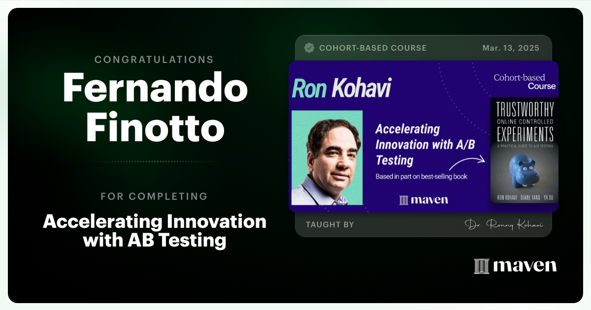 Certificate of Completion for Accelerating Innovation with A/B Testing