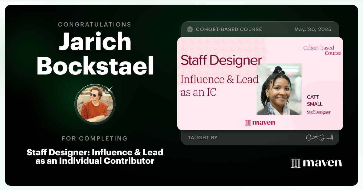 Certificate of Completion for Staff Designer: Influence & Lead as an Individual Contributor