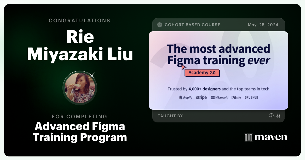 Certificate of Completion for Advanced Figma Training Program
