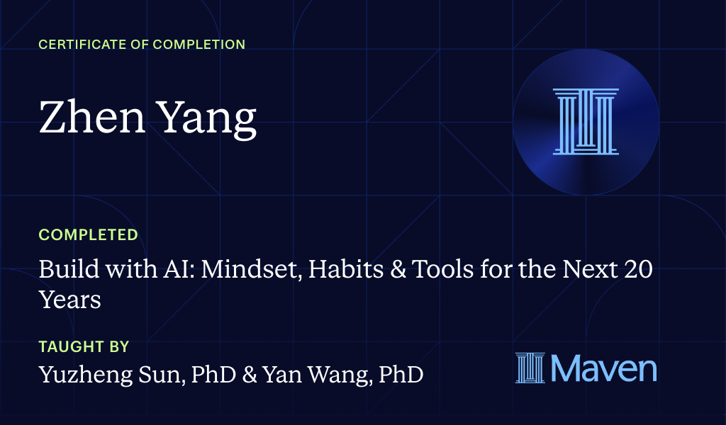 Certificate for Build with AI: Mindset, Habits & Tools for the Next 20 Years