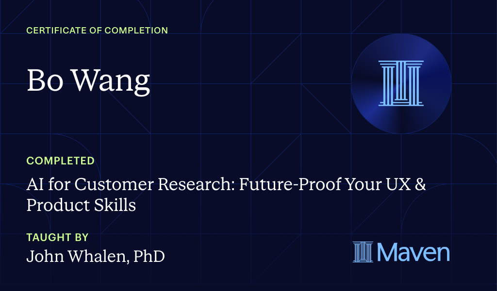 Certificate for AI for Customer Research: Future-Proof Your UX & Product Skills
