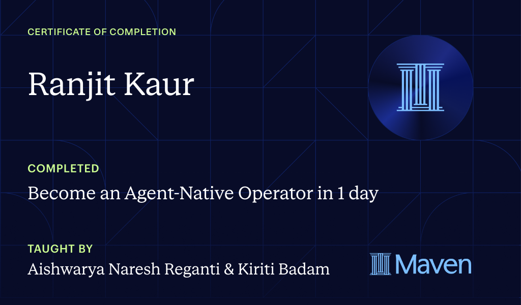 Certificate for Become an Agent-Native Operator in 1 day