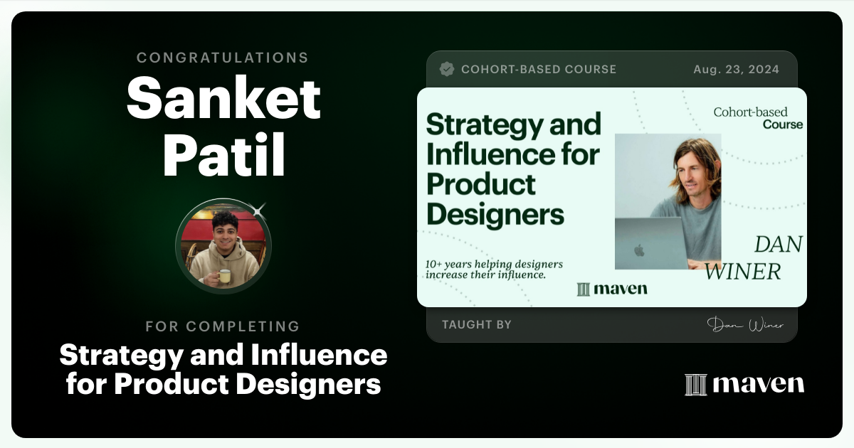 Certificate of Completion for Strategy and Influence for Product Designers