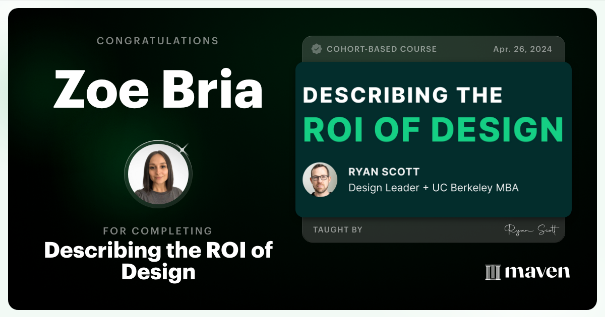 Certificate of Completion for Describing the ROI of Design