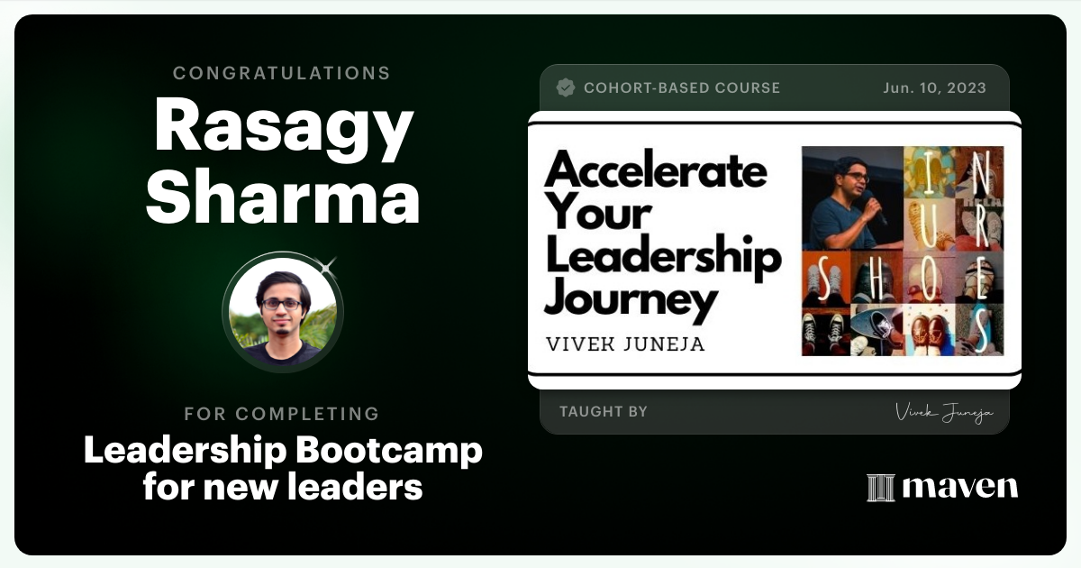 Certificate of Completion for Leadership Bootcamp