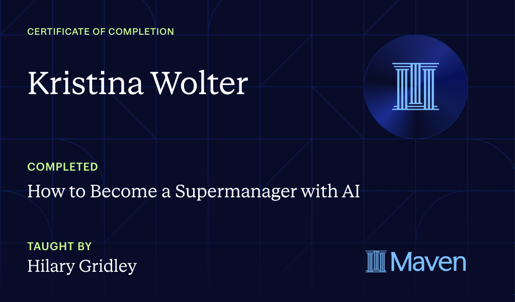 Certificate for Self-Paced: How to Become a Supermanager with AI