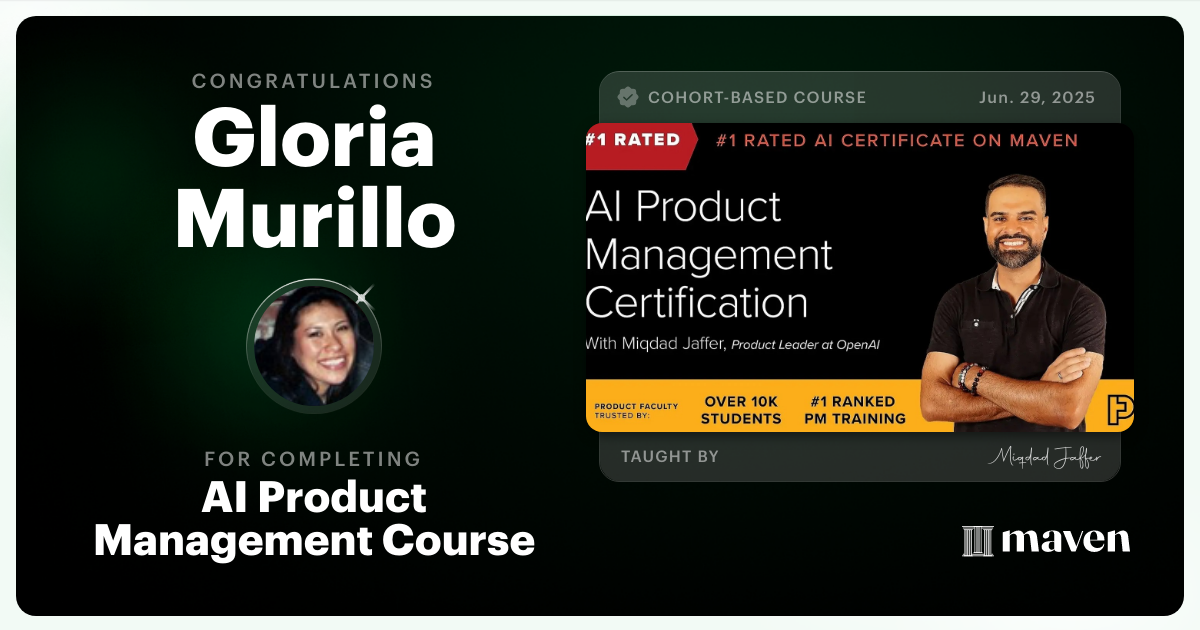 Certificate of Completion for AI Product Management Course