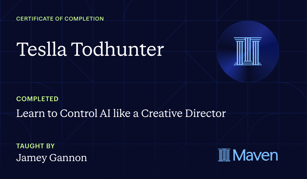 Certificate for Learn to Control AI like a Creative Director