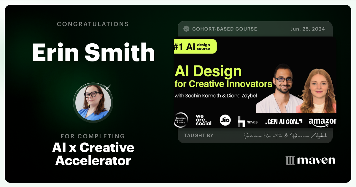 Certificate of Completion for AI x Creative Accelerator