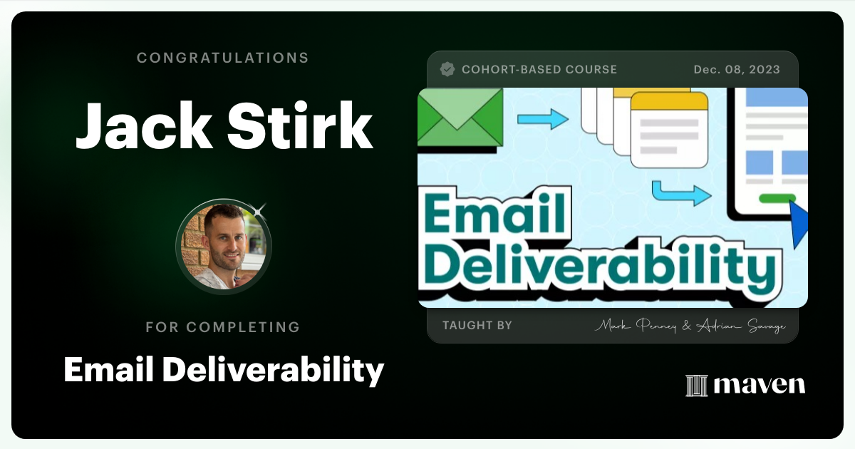 Certificate of Completion for Email Deliverability