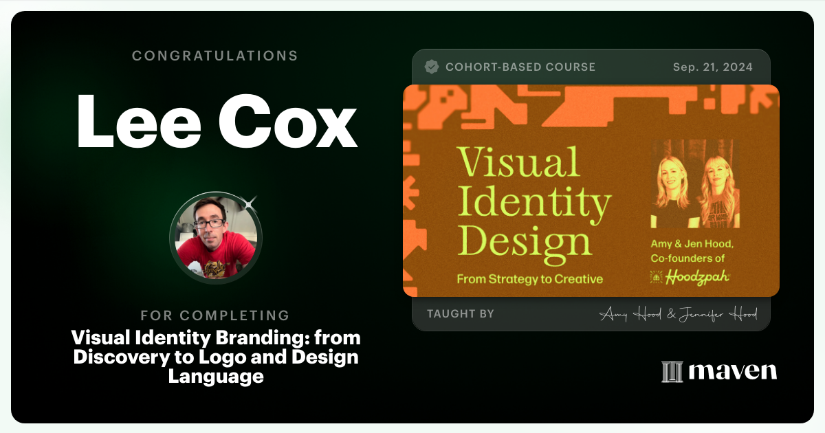 Certificate of Completion for Visual Identity Branding: from Discovery to Logo and Design Language