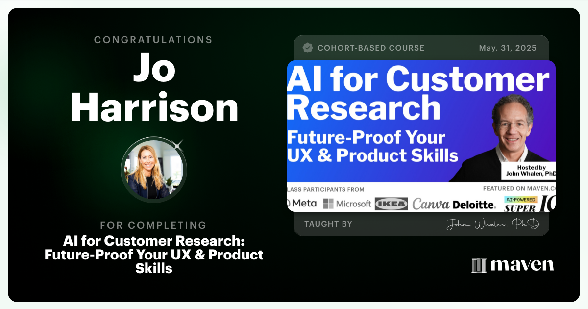 Certificate of Completion for AI for Customer Research: Deliver Trusted Insights at Scale