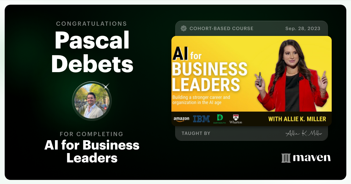 Certificate of Completion for AI for Business Leaders