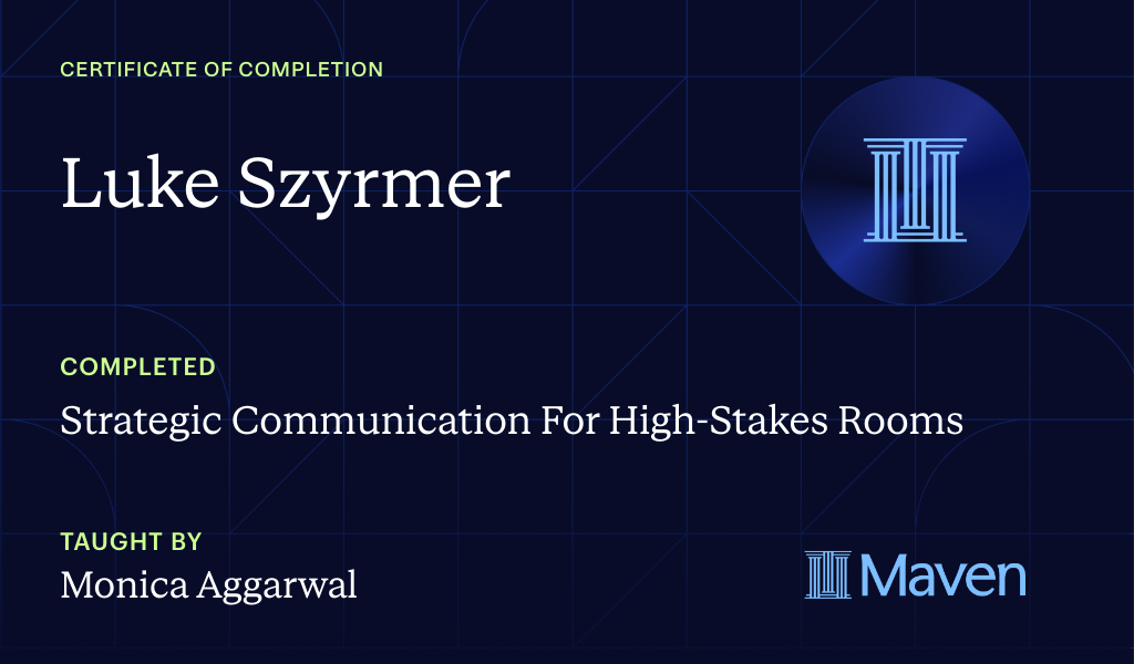 Certificate for Strategic Communication For High-Stakes Rooms