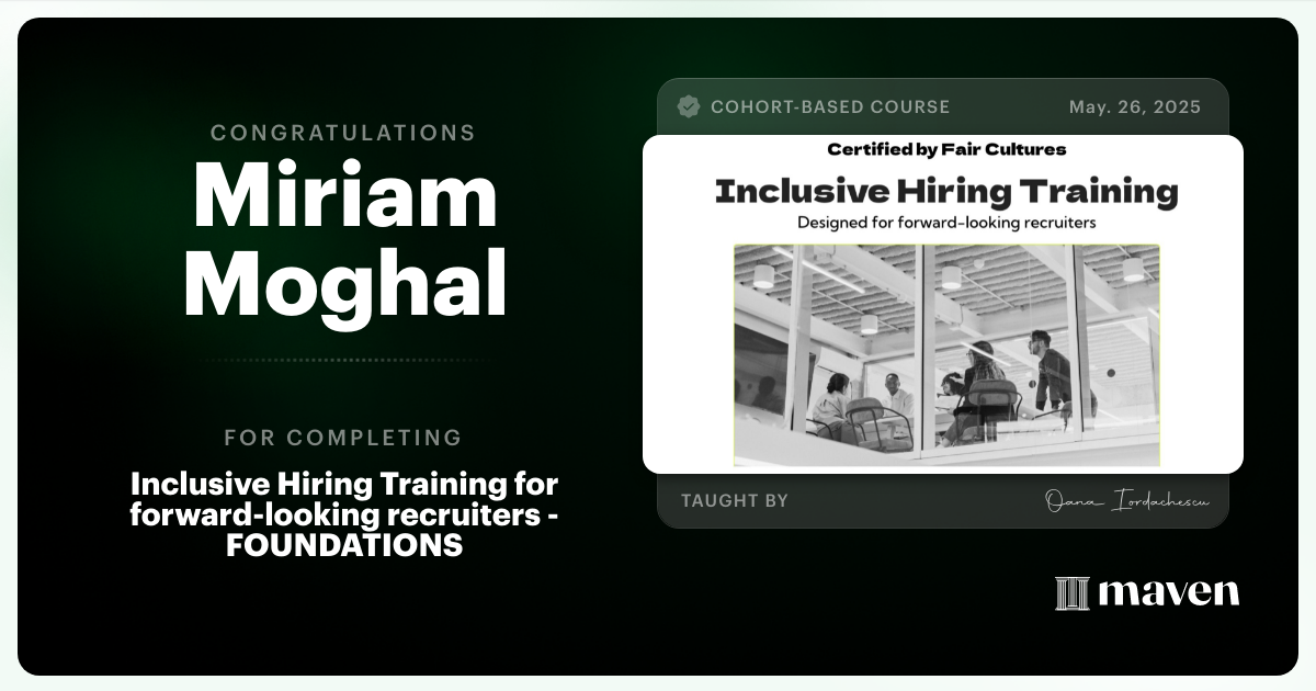 Certificate of Completion for Inclusive Hiring Training for forward-looking recruiters - FOUNDATIONS