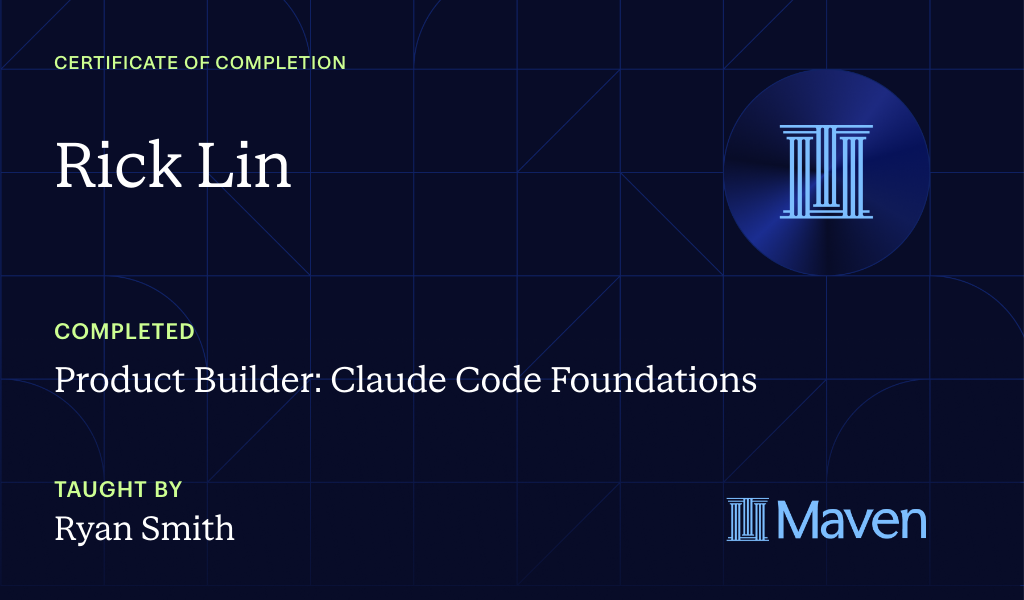 Certificate for Product Builder: Agentic AI for Product Managers