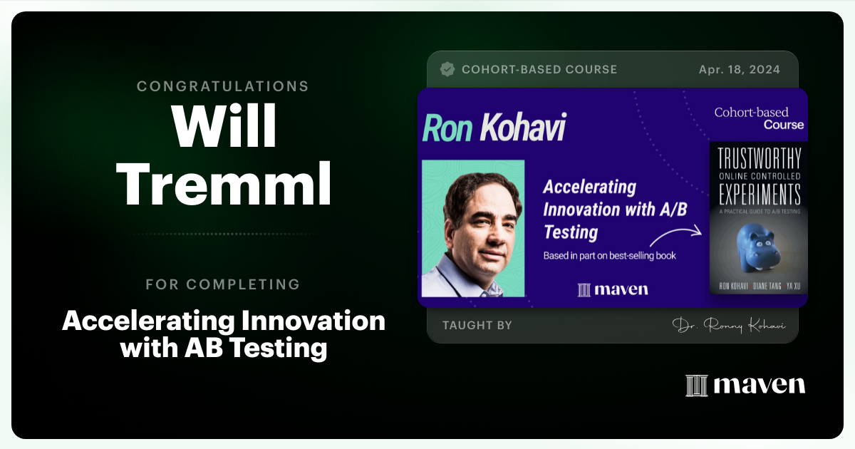 Certificate of Completion for Accelerating Innovation with A/B Testing