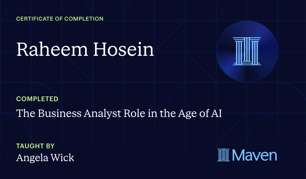 Certificate for The Business Analyst Role in the Age of AI