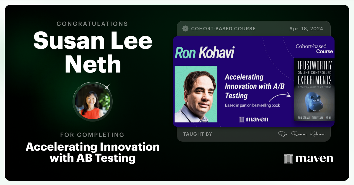 Certificate of Completion for Accelerating Innovation with A/B Testing
