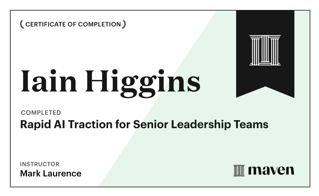 Certificate for Rapid AI Traction for Senior Leadership Teams