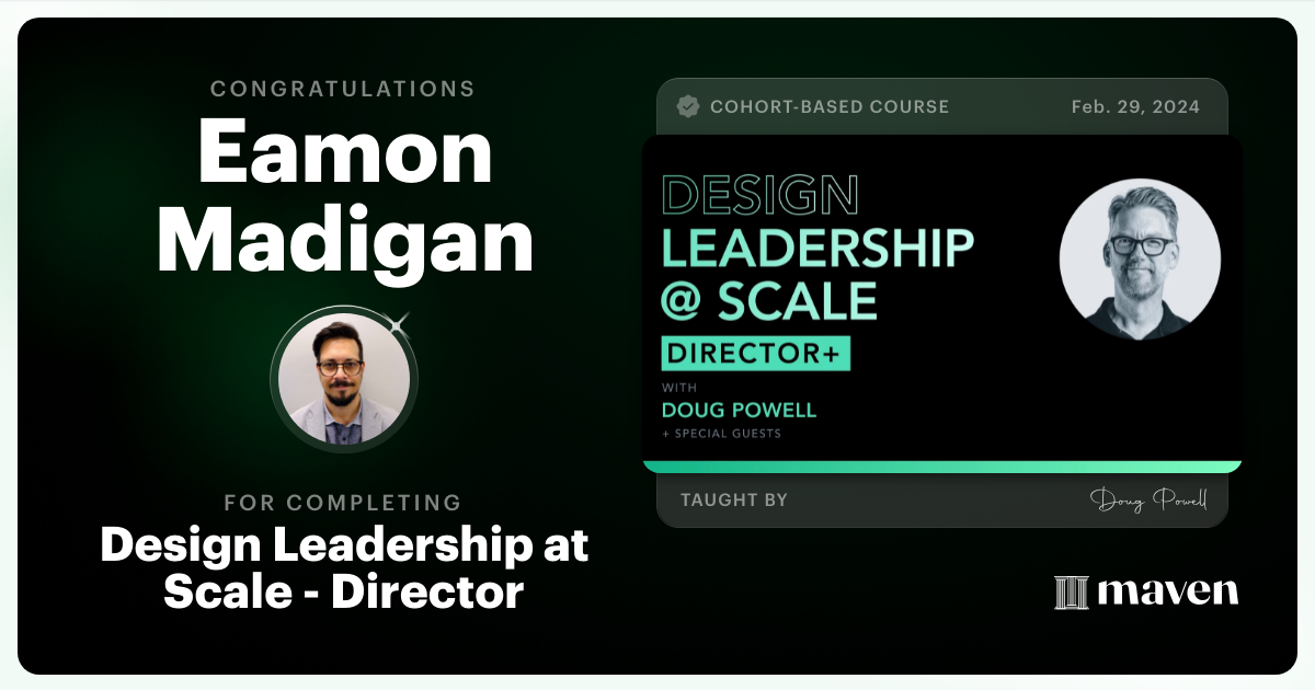 Certificate of Completion for Design Leadership at Scale: Director