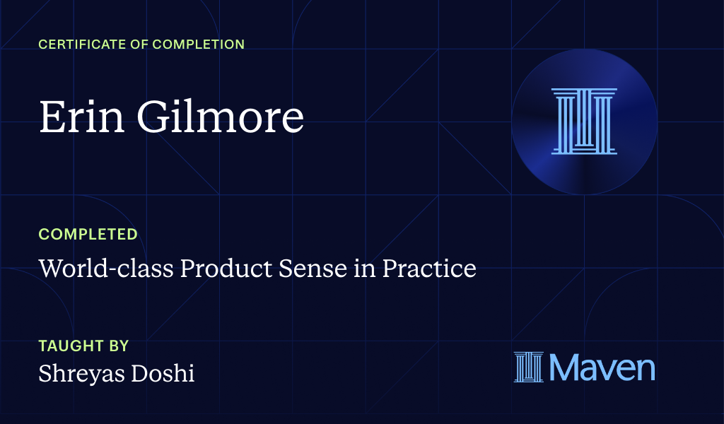 Certificate for World-class Product Sense in Practice