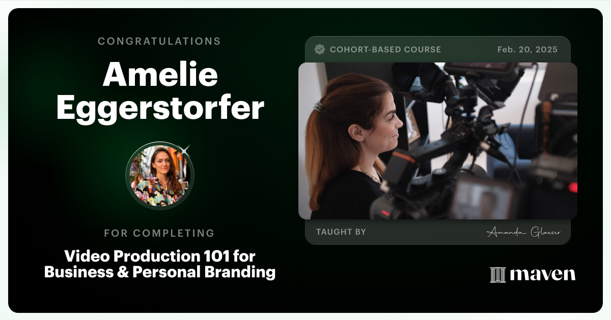 Certificate of Completion for Video Production & Editing 101