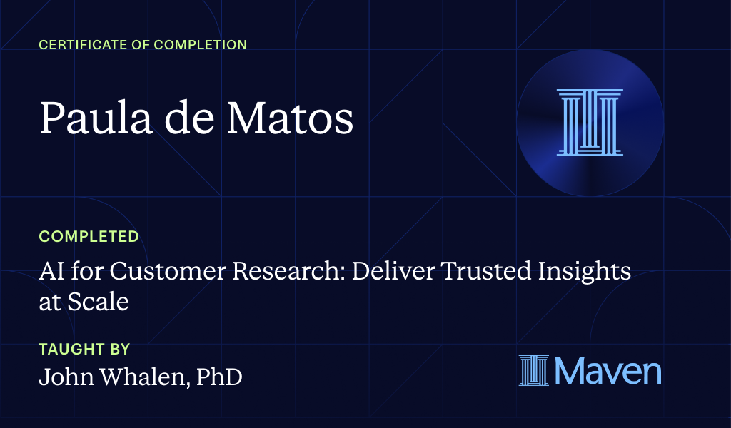Certificate for AI for Customer Research: Deliver Trusted Insights at Scale