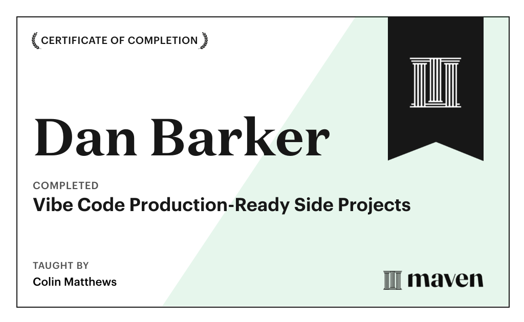 Certificate for Vibe Code Production-Ready Side Projects