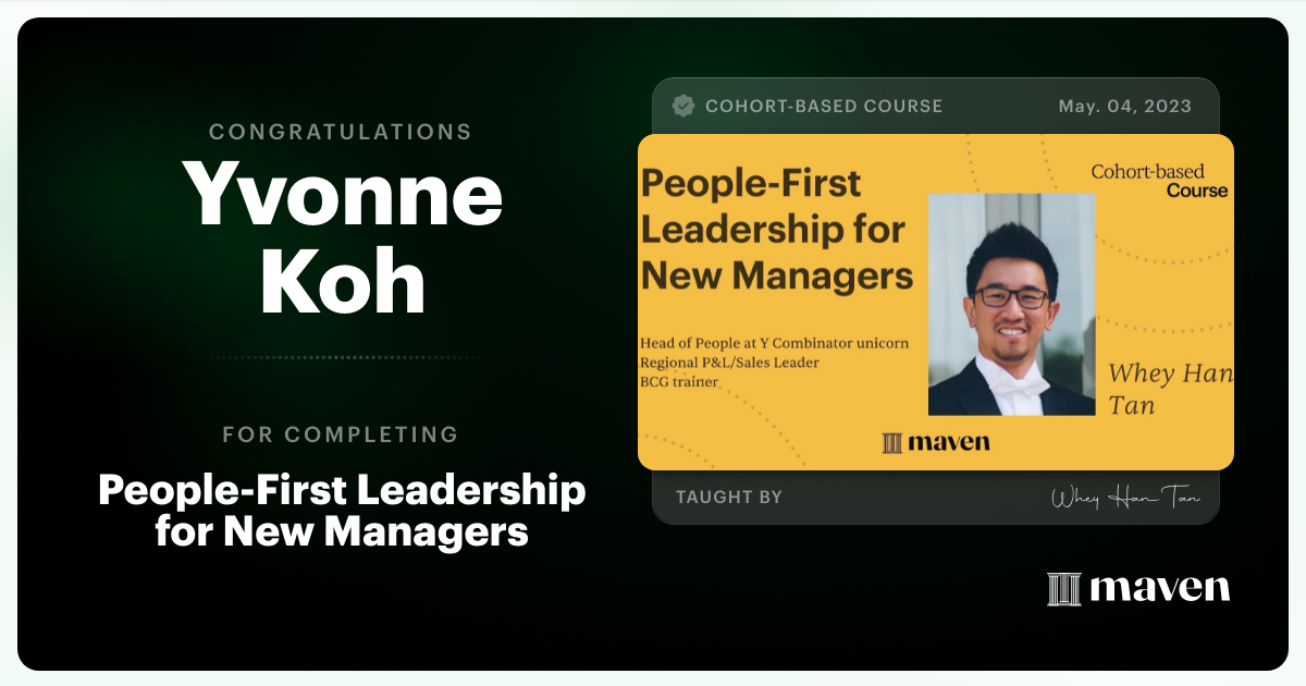 Certificate of Completion for People-First Leadership for New Managers