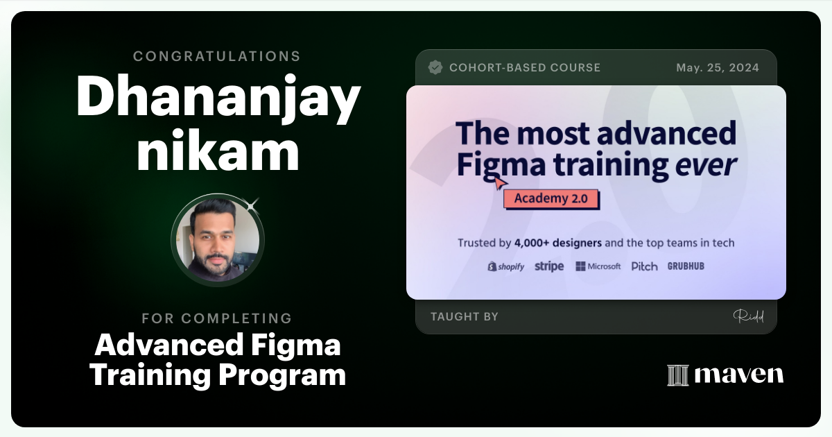 Certificate of Completion for Advanced Figma Training Program