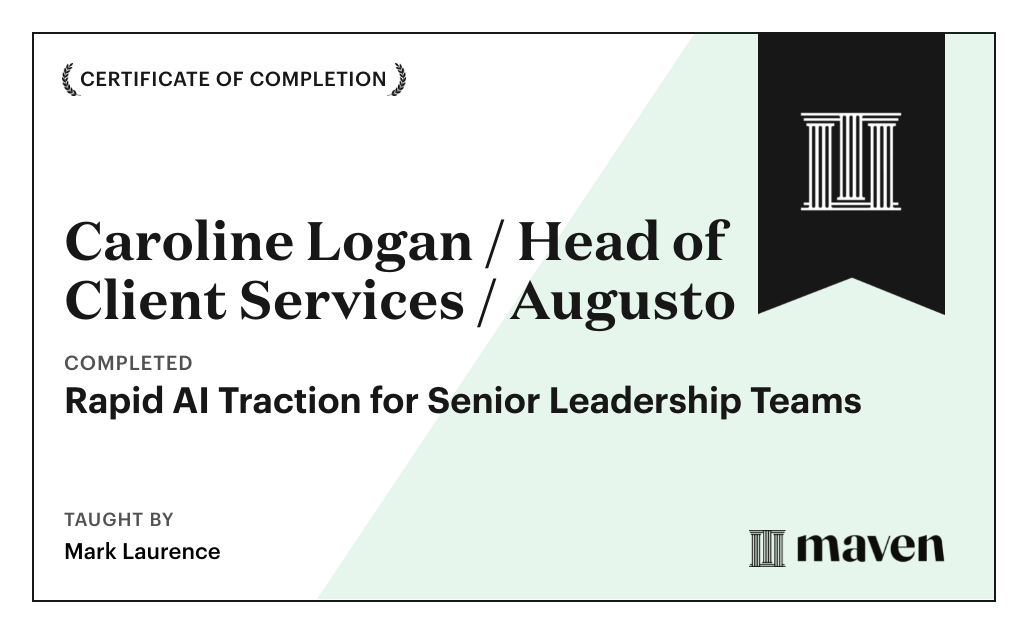 Certificate for Rapid AI Traction for Senior Leadership Teams