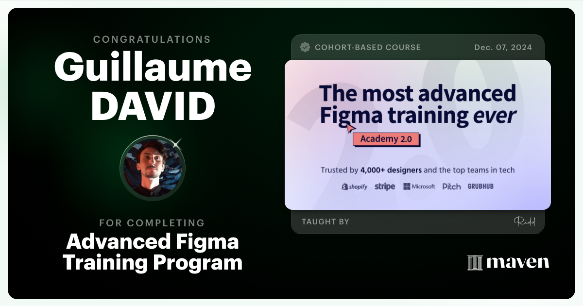 Certificate of Completion for Advanced Figma Training Program