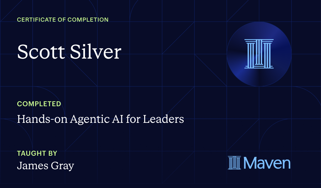Certificate for Hands-on Agentic AI for Leaders