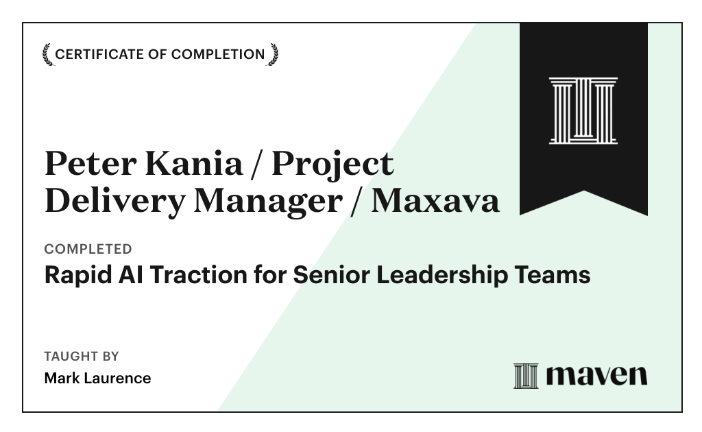 Certificate for Rapid AI Traction for Senior Leadership Teams