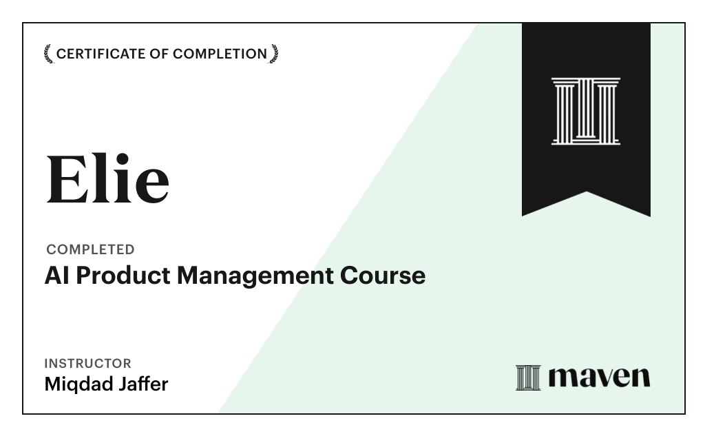 Certificate for AI Product Management Course