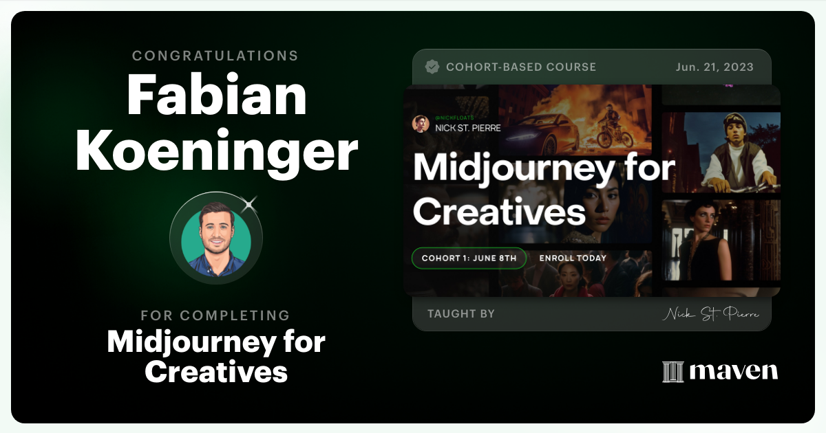 Certificate of Completion for Midjourney for Creatives